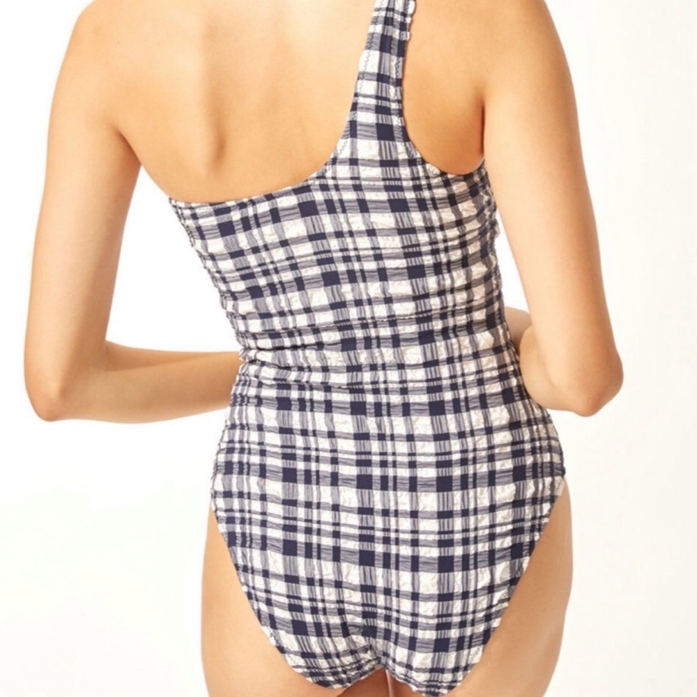 SOLID & STRIPED Navy and White Puckered / Plaid Swimwear - One Piece - Picture 4 of 5